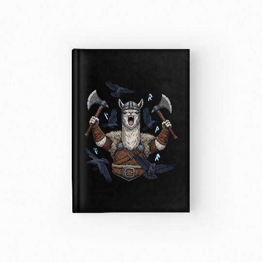 Viking Alpaca Warrior Illustration Hardcover Journal