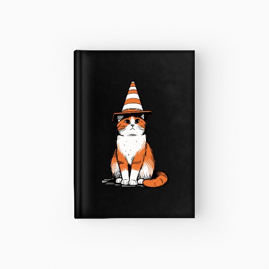 Traffic Cone Cat Hardcover Journal