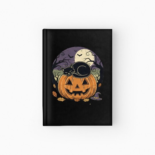 Spooky Cat Nap Pumpkin | Halloween Party Design Hardcover Journal