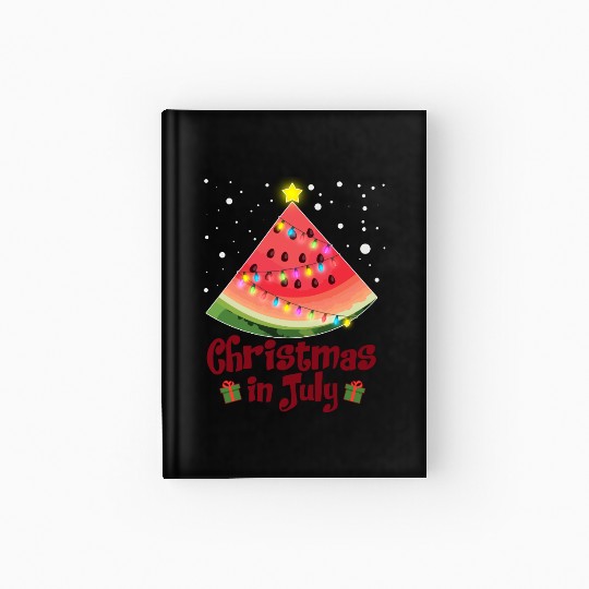 Christmas in July Watermelon Tree Funny Hardcover Journal