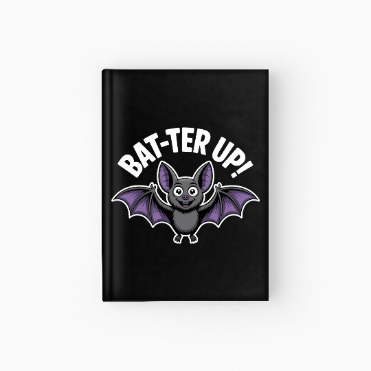 Bat ter Up Cute Bat with Playful Expression Hardcover Journal
