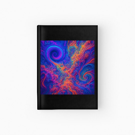 Psychedelic Vortex Swirl in Neon Cosmic Colors Hardcover Journal