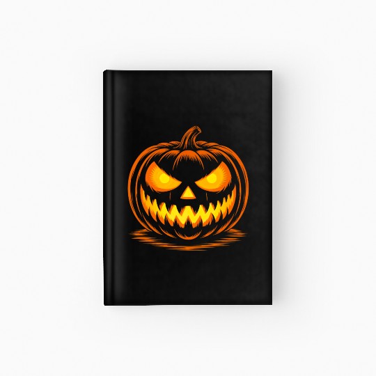 Scary Spooky Jack O Lantern Face Pumpkin Halloween Hardcover Journal