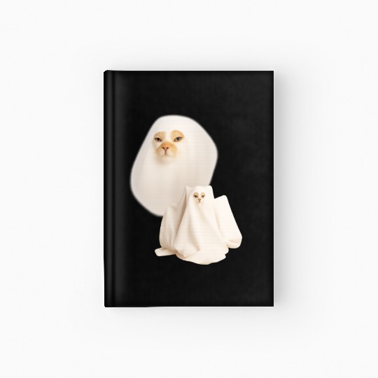 ghost cat meme funny halloween Hardcover Journal