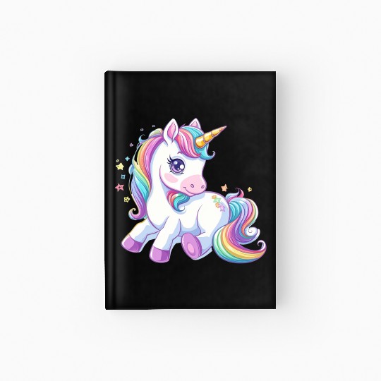 Cute unicorn rainbow fantasy Hardcover Journal