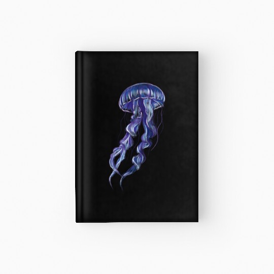 Bioluminescent Purple Jellyfish Illustration Hardcover Journal