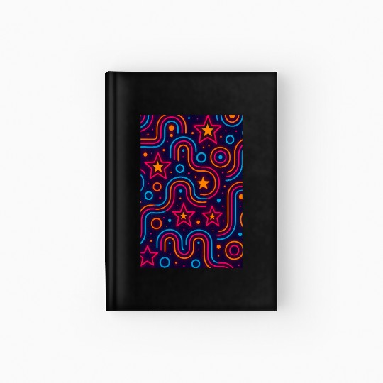 Neon Starburst Cosmic Pattern Hardcover Journal