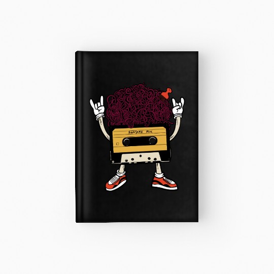 Vinyl Cassette Hairdo Illustration Hardcover Journal
