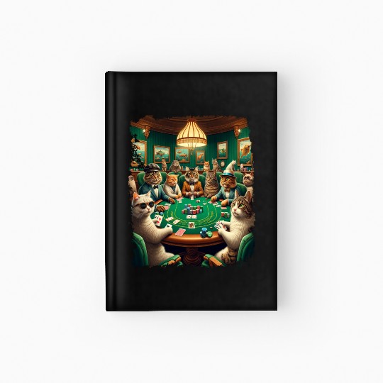 Playing Card Gambling Cat Playing Poker Cards Hardcover Journal