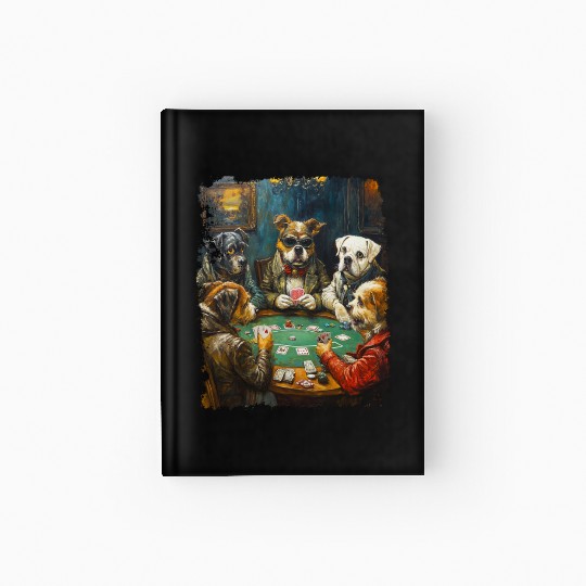 Playing Card Gambling Dog Playing Poker Cards Hardcover Journal