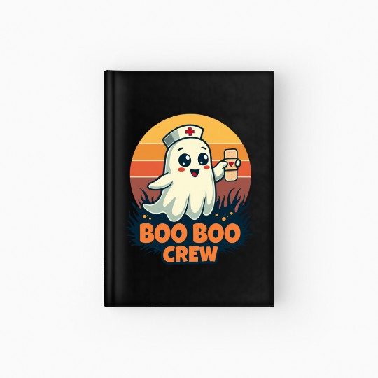 Halloween Boo Boo Crew Cute Ghost Nurse Doctor Hardcover Journal