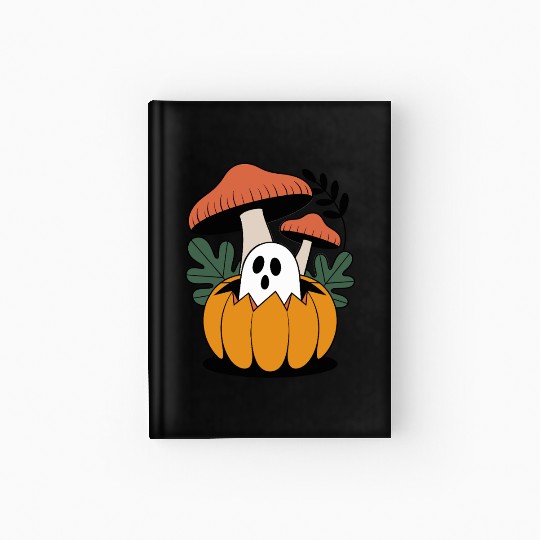 Cottagecore Halloween Ghost Flower Pumpkin Hardcover Journal
