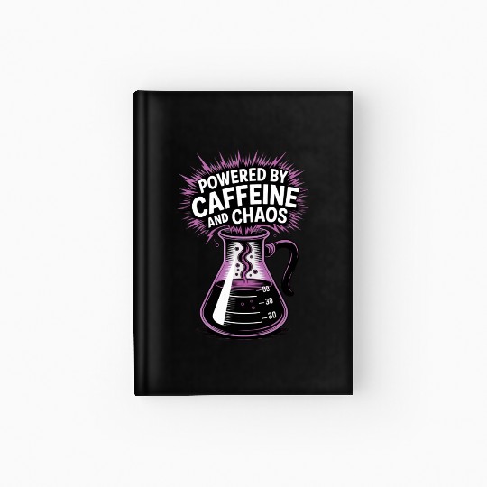 Powered by Caffeine and Chaos Funny Energy Quote Hardcover Journal