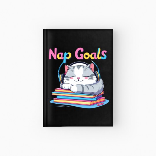 Cute Cat Nap Goals Design Hardcover Journal