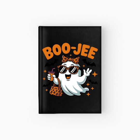 Boo-Jee Ghost Cute Leopard Print Halloween Boojee Hardcover Journal