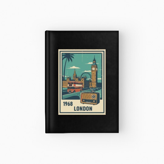 Vintage London 1968 Retro Travel Poster Hardcover Journal
