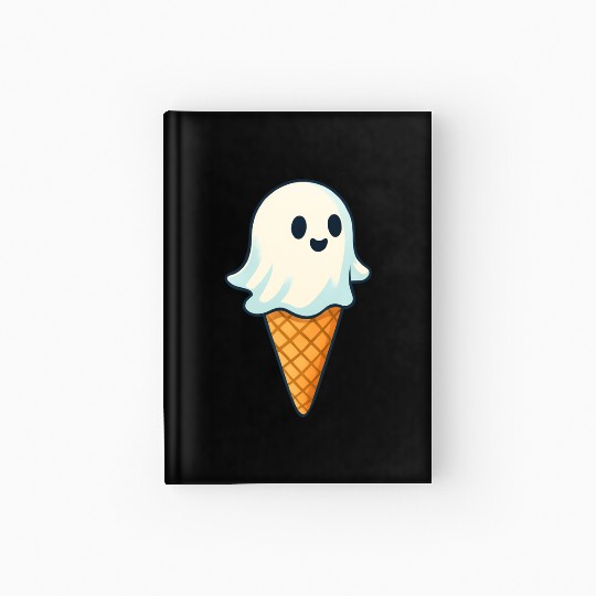 Cute Ghost Ice Cream Illustration Hardcover Journal