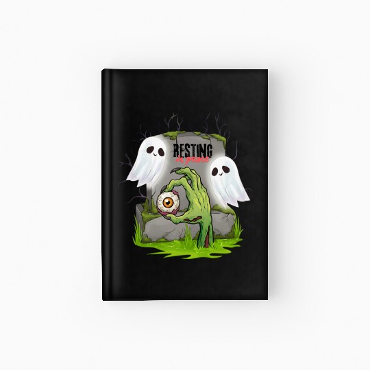 Spooky Graveyard with Ghosts and Eye Hardcover Journal