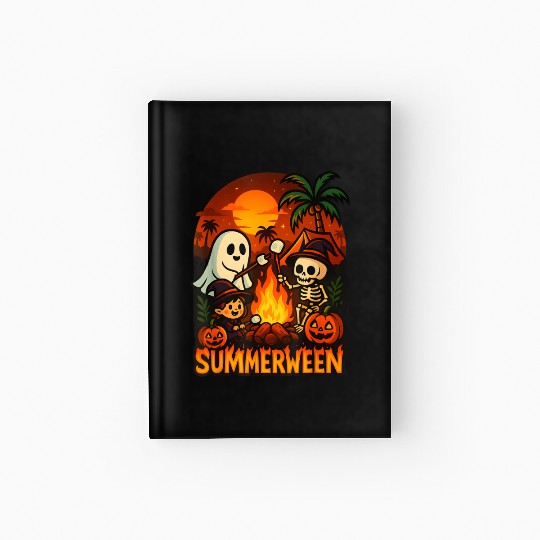 Summerween Campfire Ghost Skeleton Funny Halloween Hardcover Journal