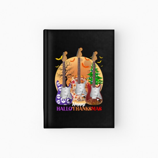 Happy HalloThanksMas Guitar  Hardcover Journal