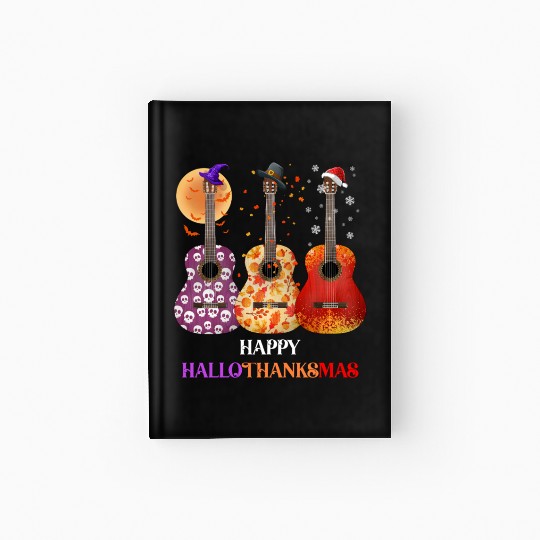 Happy HalloThanksMas Guitar  Hardcover Journal