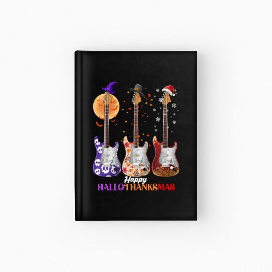 Happy HalloThanksMas Guitar  Hardcover Journal