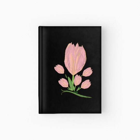Elegant Pink Tulips  Illustration Hardcover Journal