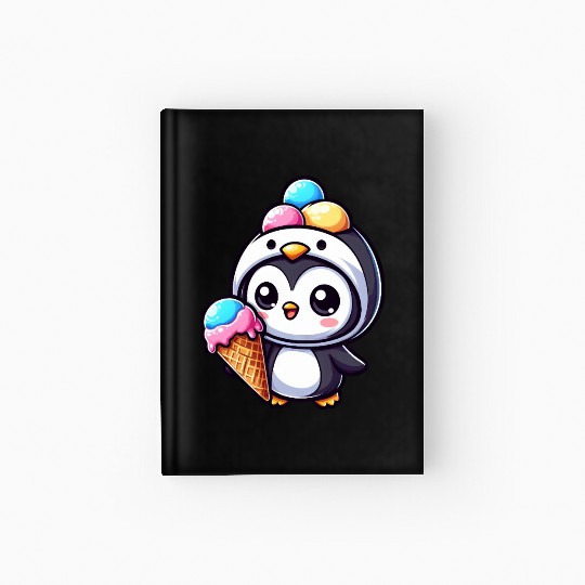 Funny penguin ice cream sweet cartoon summer Hardcover Journal