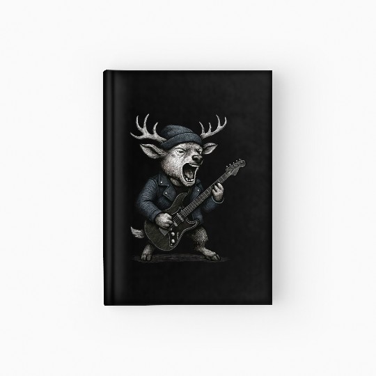 Moose Rocker with Guitar and Beanie Hardcover Journal