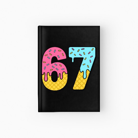 Six Seven Meme Ice Cream Drip Waffle Cone Funny 67 Hardcover Journal