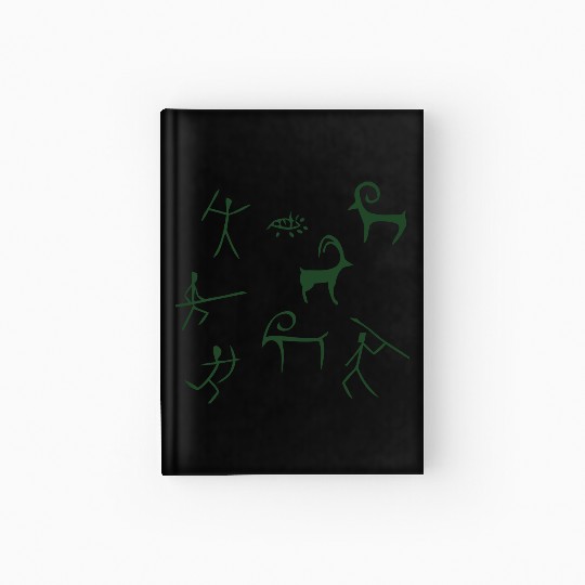 Caveman hunting cave drawings Hardcover Journal