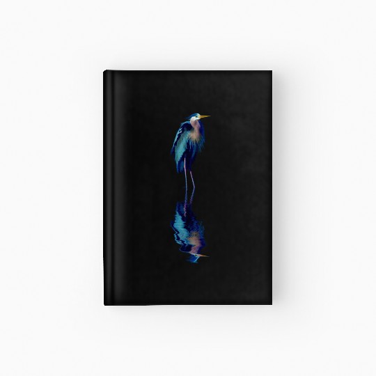 Great Blue Heron Stands Reflected Hardcover Journal