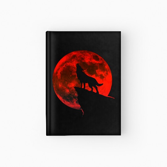 Howling wolf full blood moon space galaxy gift dog Hardcover Journal
