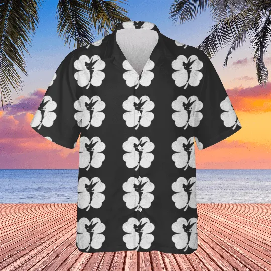 Womens Disney Tinker Bell Shamrock Silhouette St. Patricks Day VNeck Hawaiians