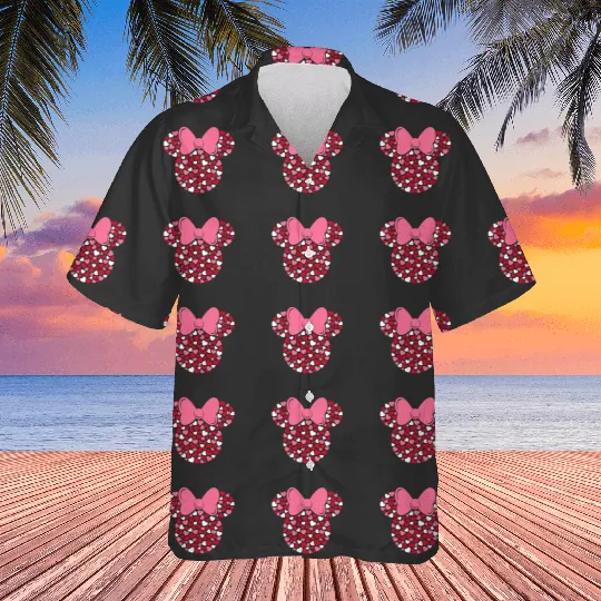 Disney Minnie Mouse Icon Pink Hearts Valentines Day Sweat Hawaiians