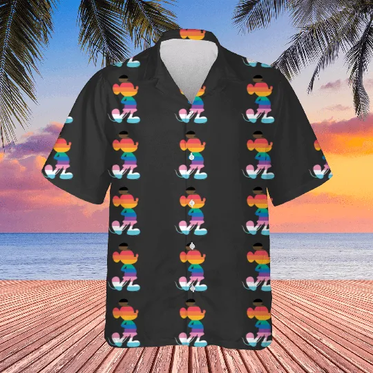 Disney Mickey Mouse Pride Inclusives Pose Rainbow Icon Fill Long Sleeve Hawaiians
