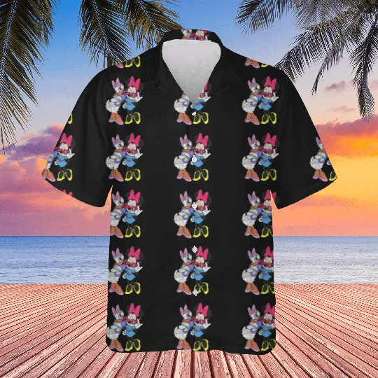 Womens Disney Mickey And Friends Daisy Minnie Vintagess Fashion VNeck Hawaiians