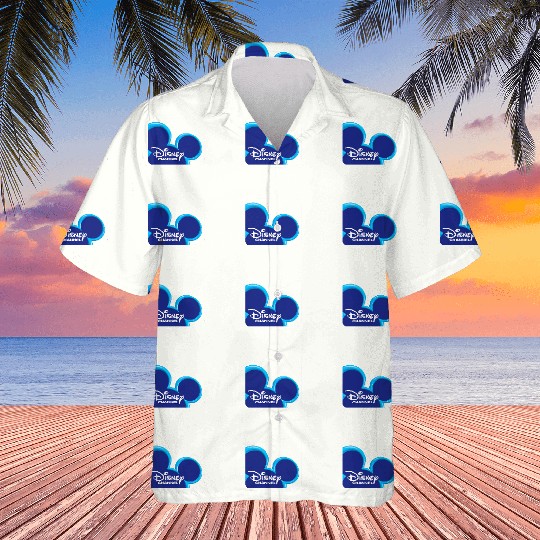 Disney Channel  Mickey Mouse Blue Retro 2000s Logo Hawaiians