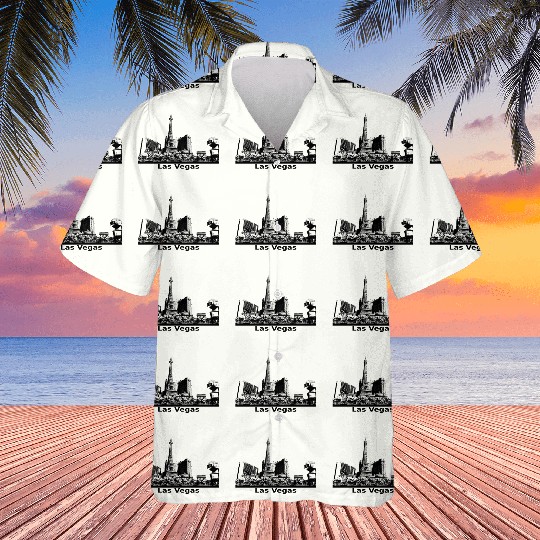 Las Vegas panoramic view in black Hawaiians