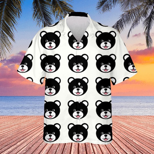 Cute Black Teddy Bear Face Hawaiians