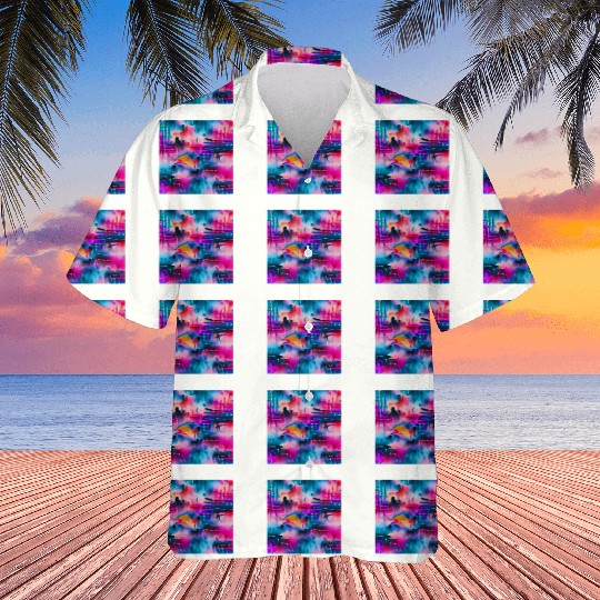 Abstract watercolor pattern in retro neon colors Hawaiians