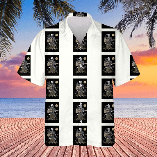 Skeleton Goth Guitar Player Hawaiians