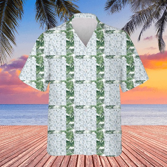 Modern Snowflakes Pattern White Blue Hawaiians