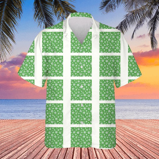 Modern Snowflakes Pattern White Green Hawaiians