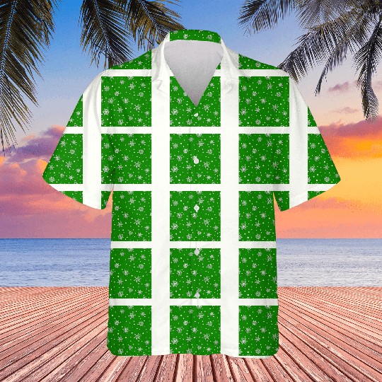 Modern Green Snowflakes Pattern Hawaiians
