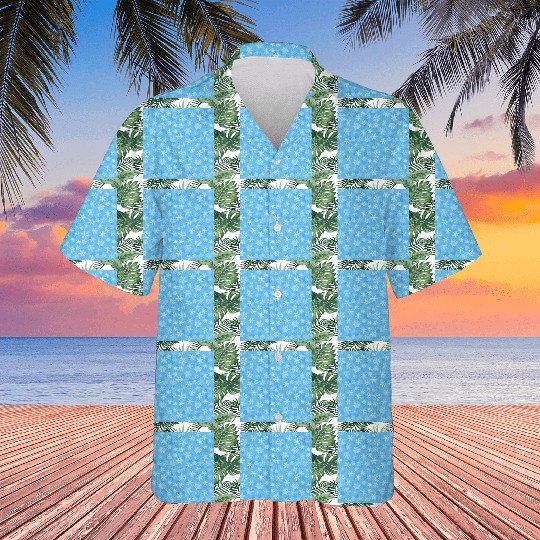 Pretty Light Blue Snowflakes Pattern Hawaiians