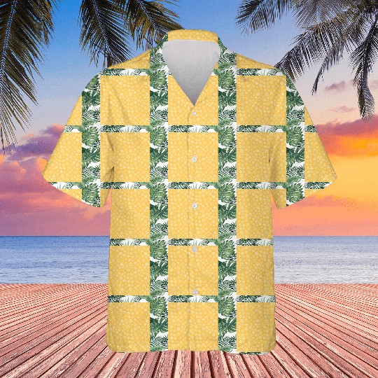 Modern Yellow Snowflakes Pattern Hawaiians