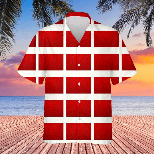 Abstract Red Snowflakes Pattern Hawaiians