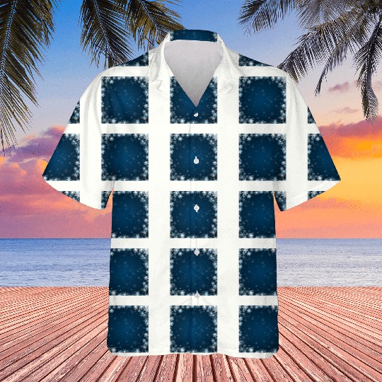 Navy Blue White Snowflakes Pattern Hawaiians