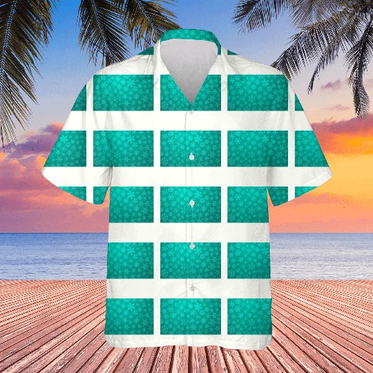 Teal Snowflakes Christmas Pattern Hawaiians